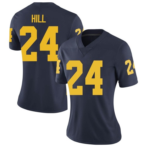Lavert Hill Michigan Wolverines Women's NCAA #24 Navy Limited Brand Jordan College Stitched Football Jersey AMG2754MU